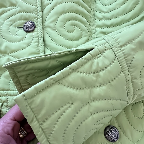 David Brooks W’s PXS Light Green Quilted Jacket Mandarin Collar Button Front - Picture 8 of 10